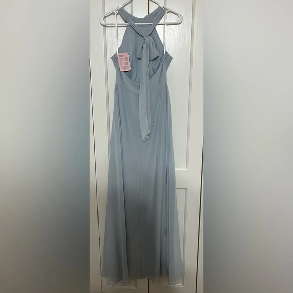 After Six High Neck Halter Backless Maxi Dress in Mist blue 1545 - Picture 9 of 12